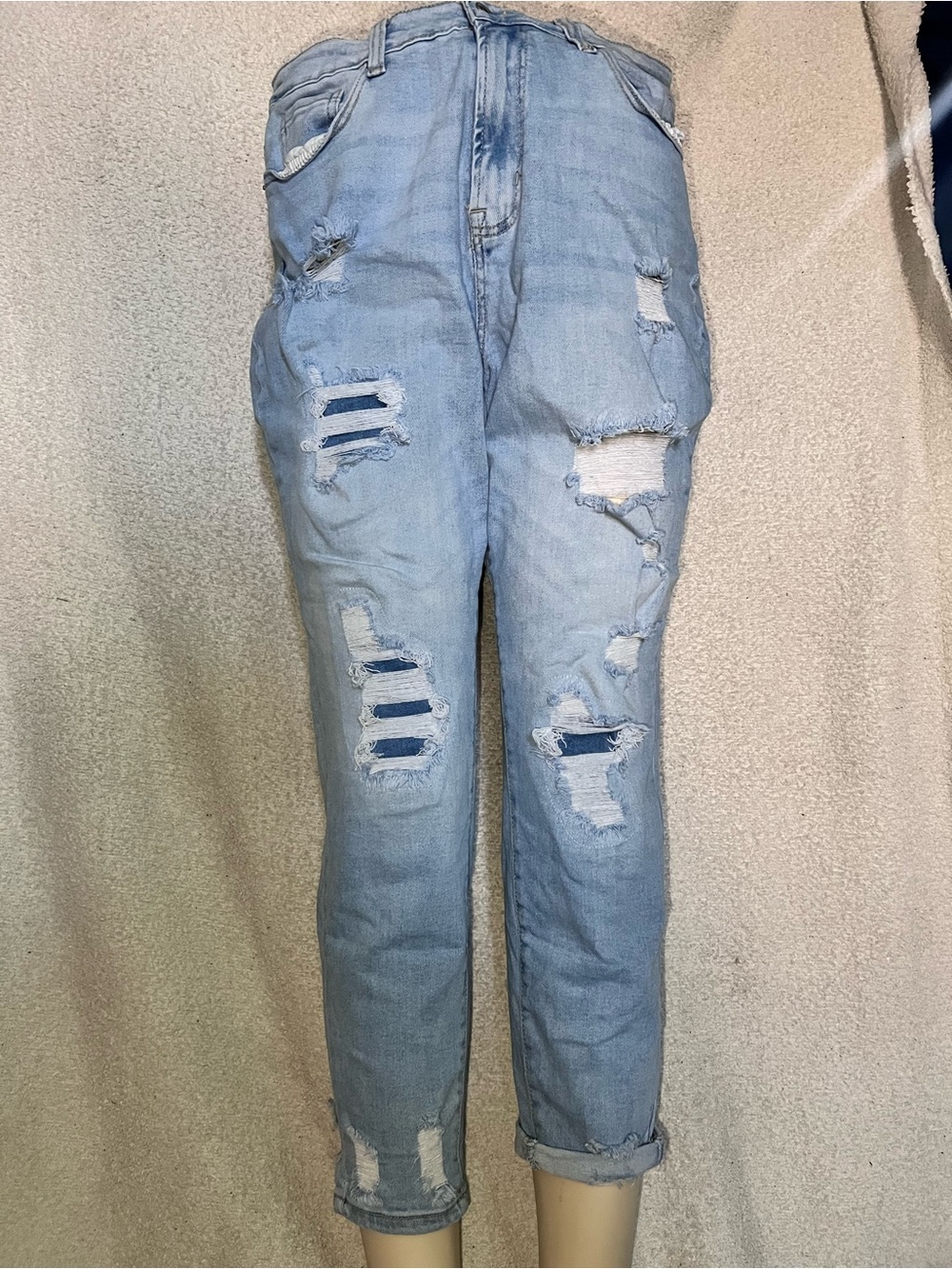 Wax Jean Light Blue Distressed Boyfriend Jeans